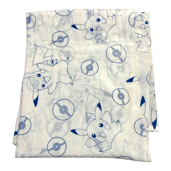 Pokémon Pikachu Twin Flat Sheet The Northwest White Blue Poké Ball - Picture 1 of 2